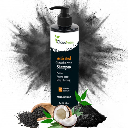 CharcNeem Activated Charcoal Shampoo With Neem,Green Tea,Brahmi & Black Seed Oil