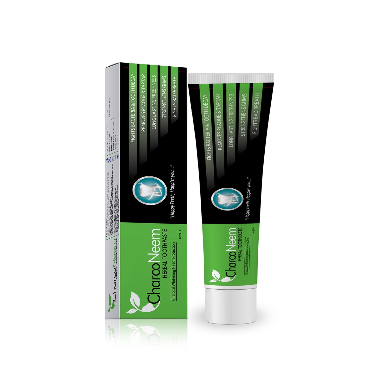 CharcoNeem Charcoal & Neem Toothpaste With Coconut oil Extract - (100GM)