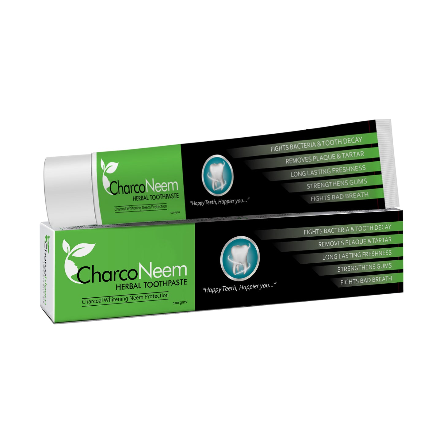 CharcoNeem Charcoal & Neem Toothpaste With Coconut oil Extract - (100GM)