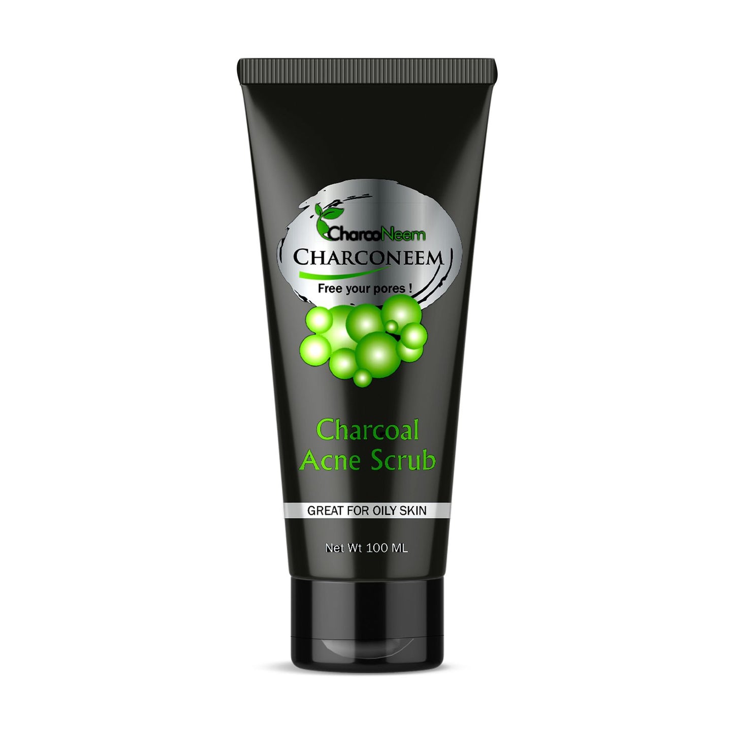 CharcoNeem Charcoal Acne Face Scrub  With Neem Extract And  Natural Charcoal Helps Prevent Breakouts and Absorb Oil for Deep Pore Cleansing 100 ml